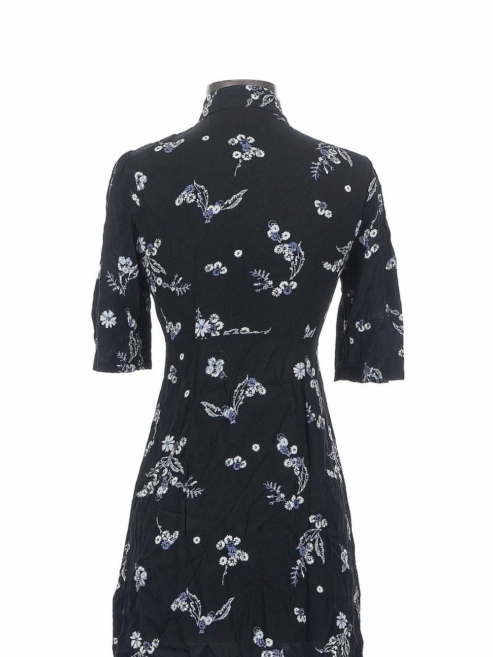 Who What Wear Black Floral Midi Dress with High Neck